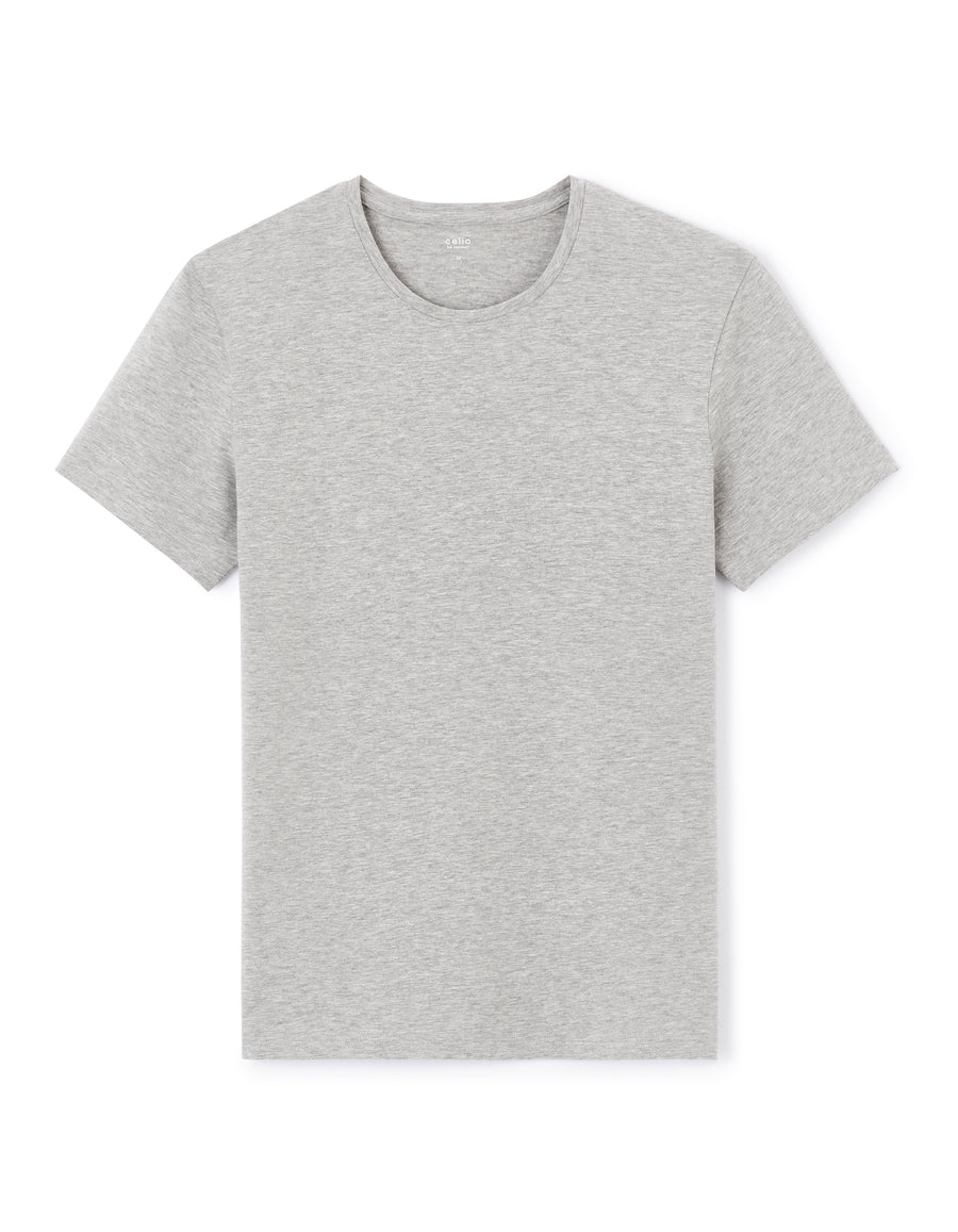 Slim Fit Stretch Cotton Crew Neck T-Shirt - Grey