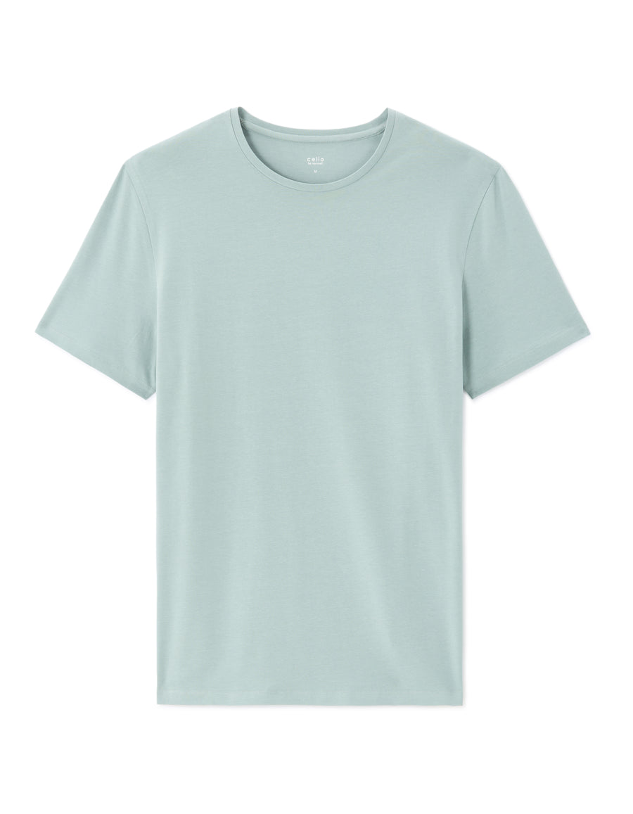 Slim Fit Stretch Cotton Crew Neck T-Shirt - Blue