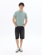 Slim Fit Stretch Cotton Crew Neck T-Shirt - Blue