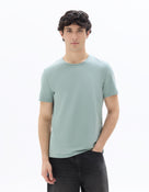 Slim Fit Stretch Cotton Crew Neck T-Shirt - Blue