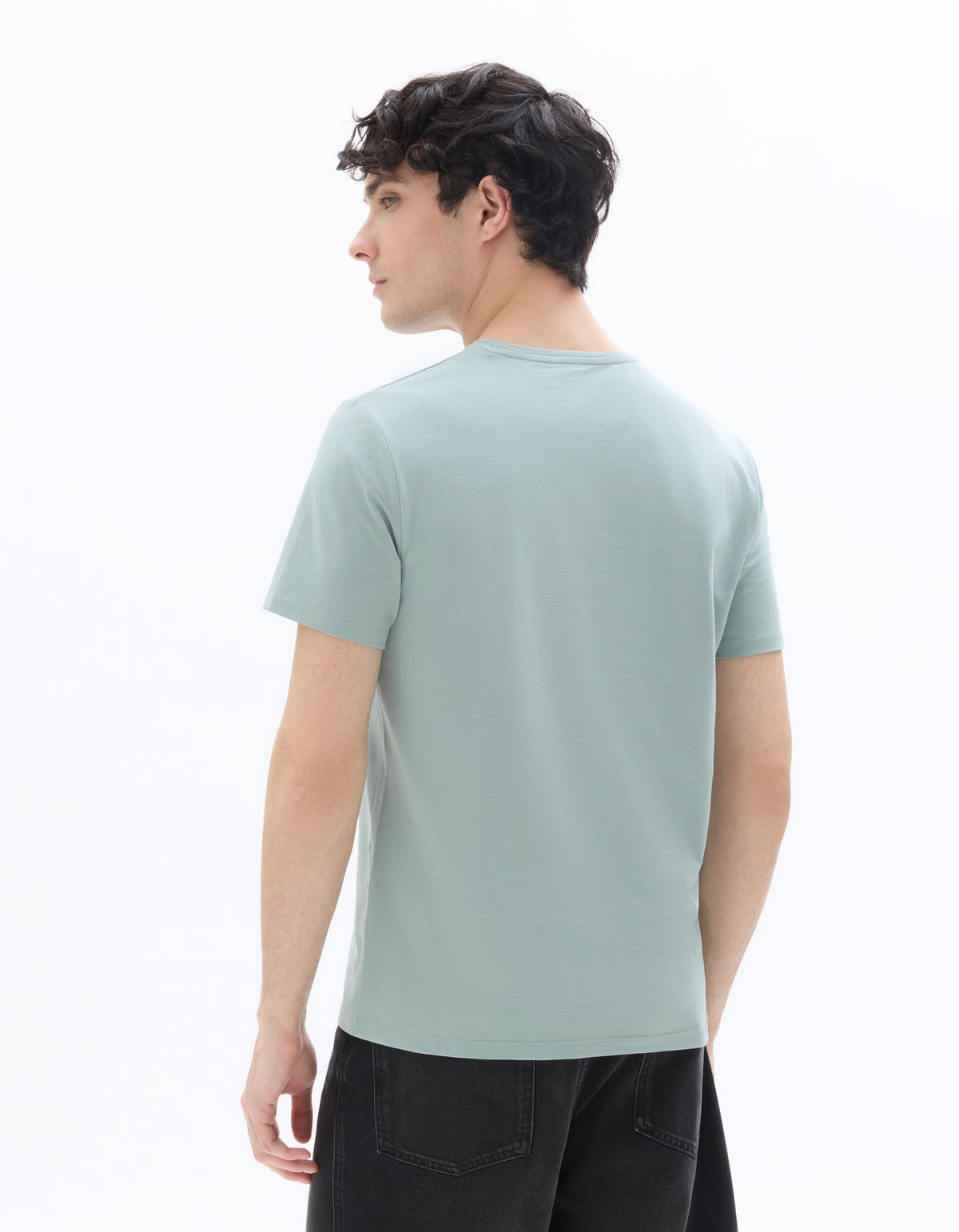 Slim Fit Stretch Cotton Crew Neck T-Shirt - Blue