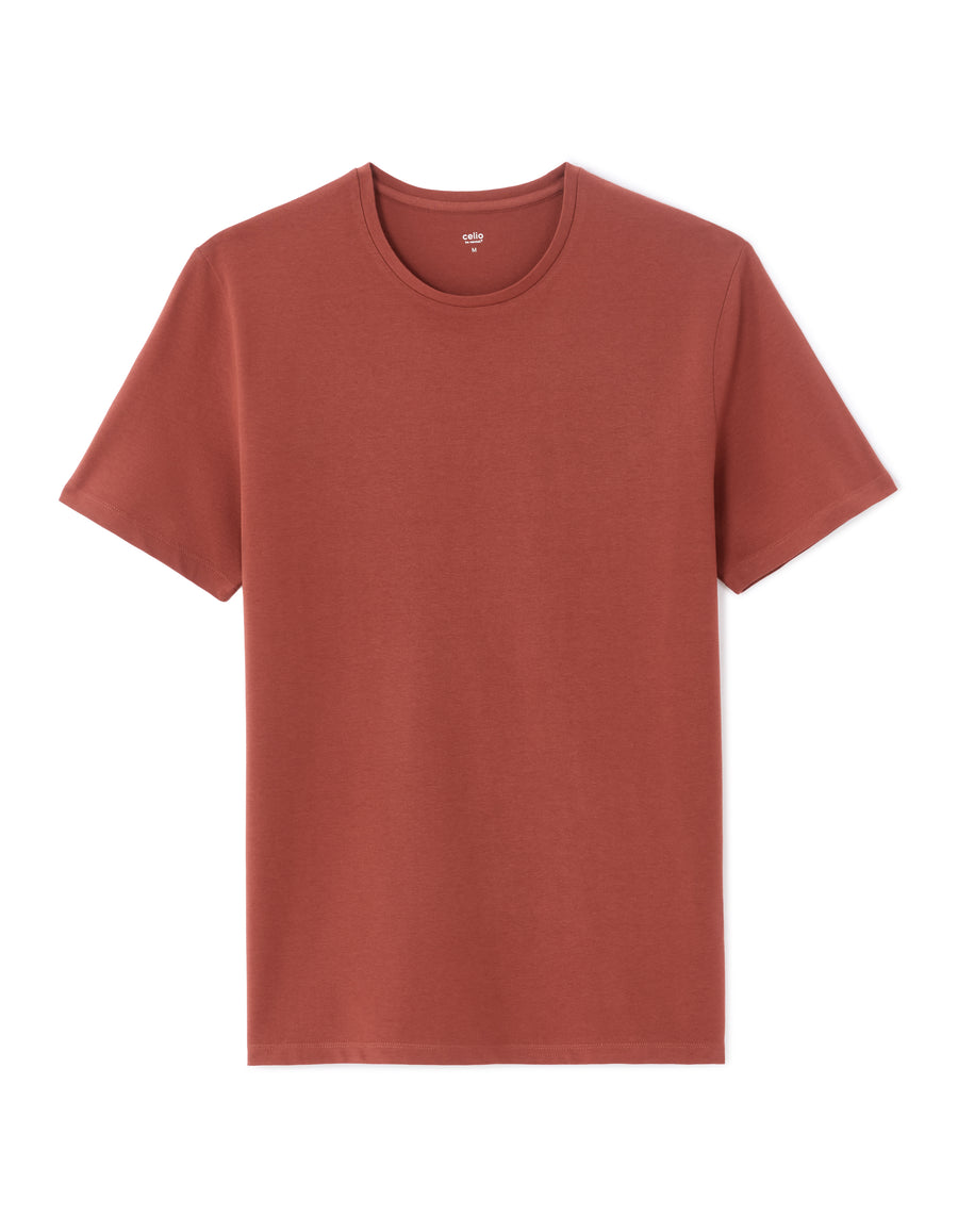 Slim Fit Stretch Cotton Crew Neck T-Shirt - Red