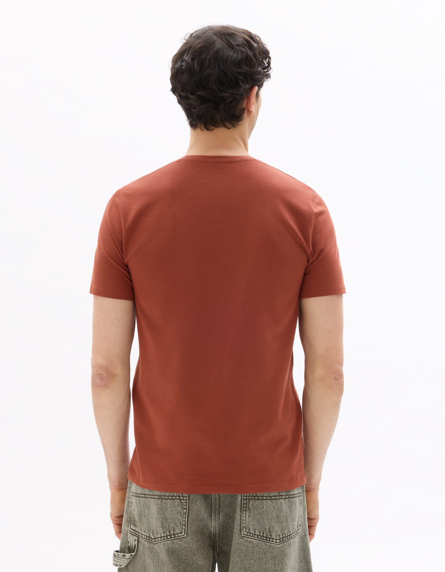 Slim Fit Stretch Cotton Crew Neck T-Shirt - Red