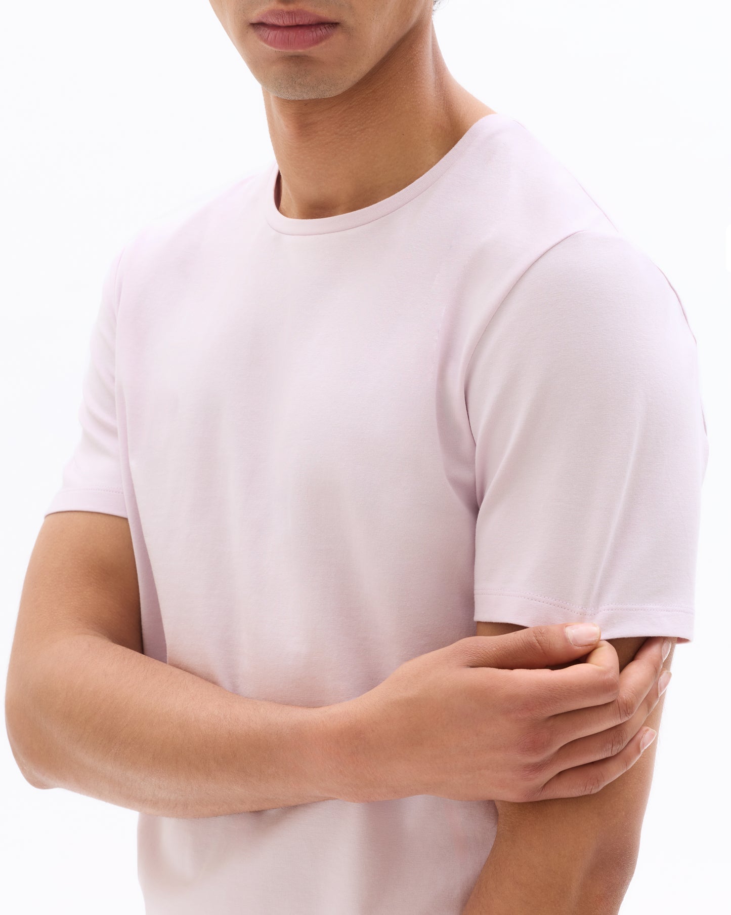 Slim Fit Stretch Cotton Crew Neck T-Shirt - Lavender