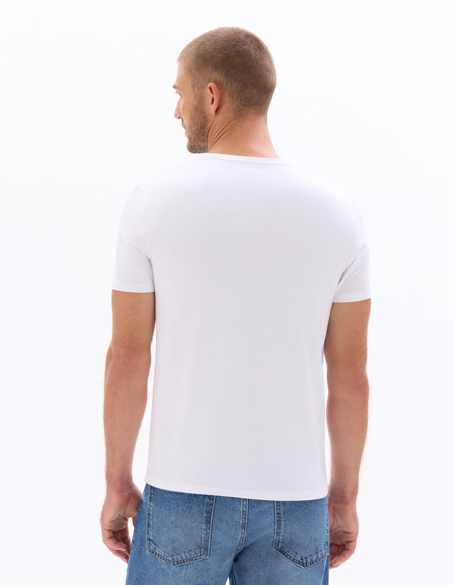 Slim Fit Stretch Cotton Crew Neck T-Shirt - White