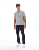 Slim Fit Cotton Blend V Neck T-Shirt - Grey