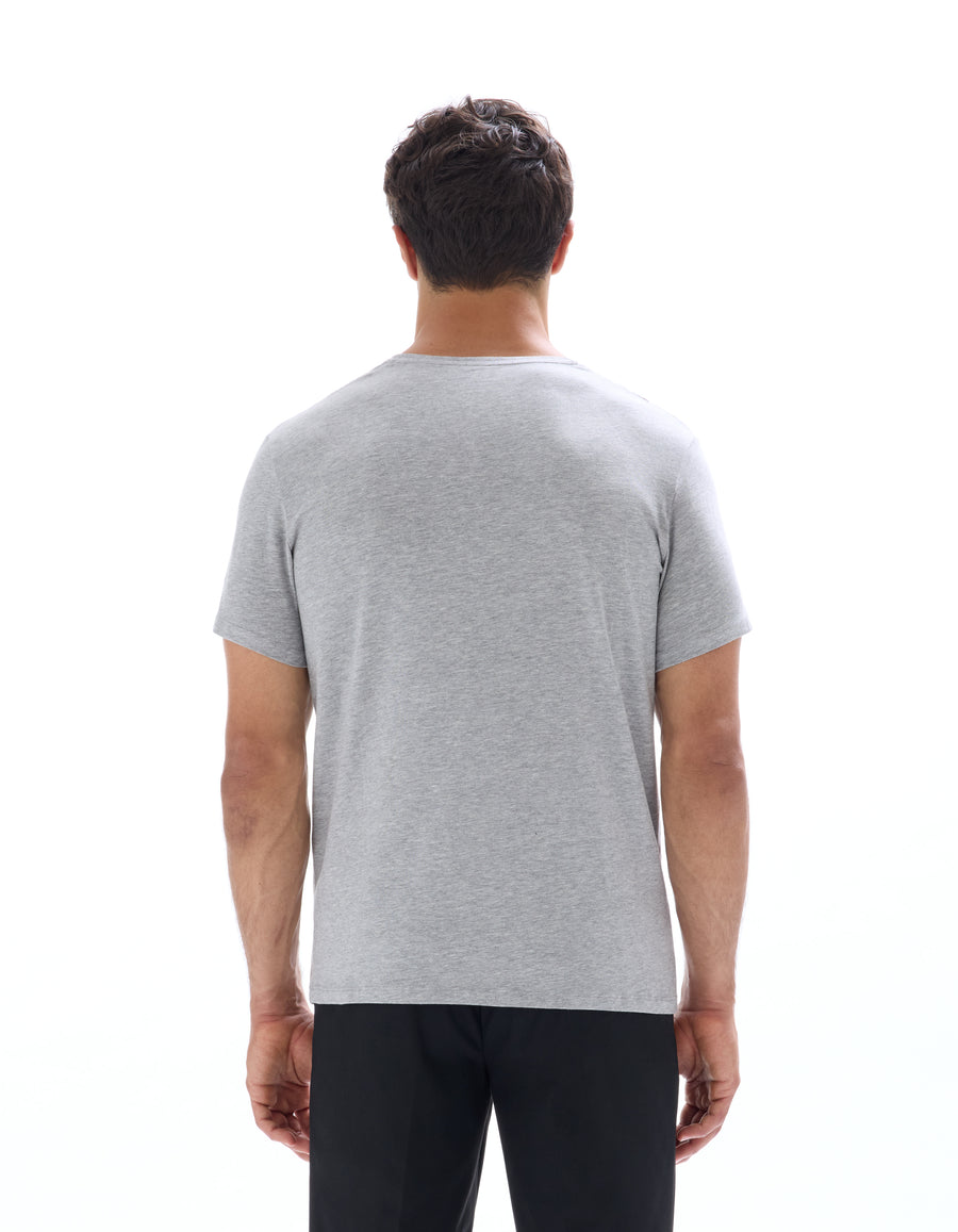Slim Fit Cotton Blend V Neck T-Shirt - Grey