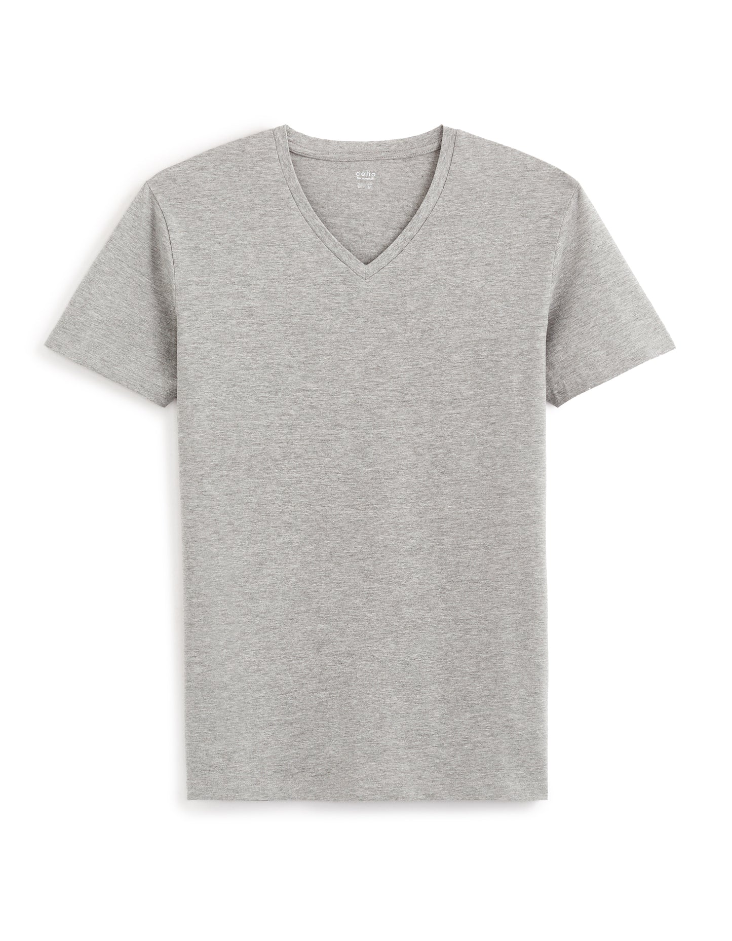 Slim Fit Cotton Blend V Neck T-Shirt - Grey