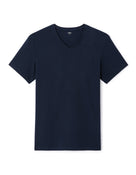 Slim Fit Cotton Blend V Neck T-Shirt - Navy Blue