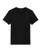 Slim Fit Cotton Blend V Neck T-Shirt - Black