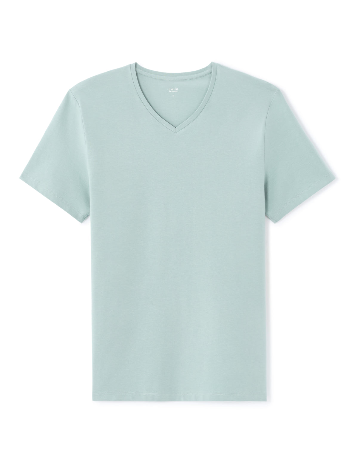Slim Fit Cotton Blend V Neck T-Shirt - Blue