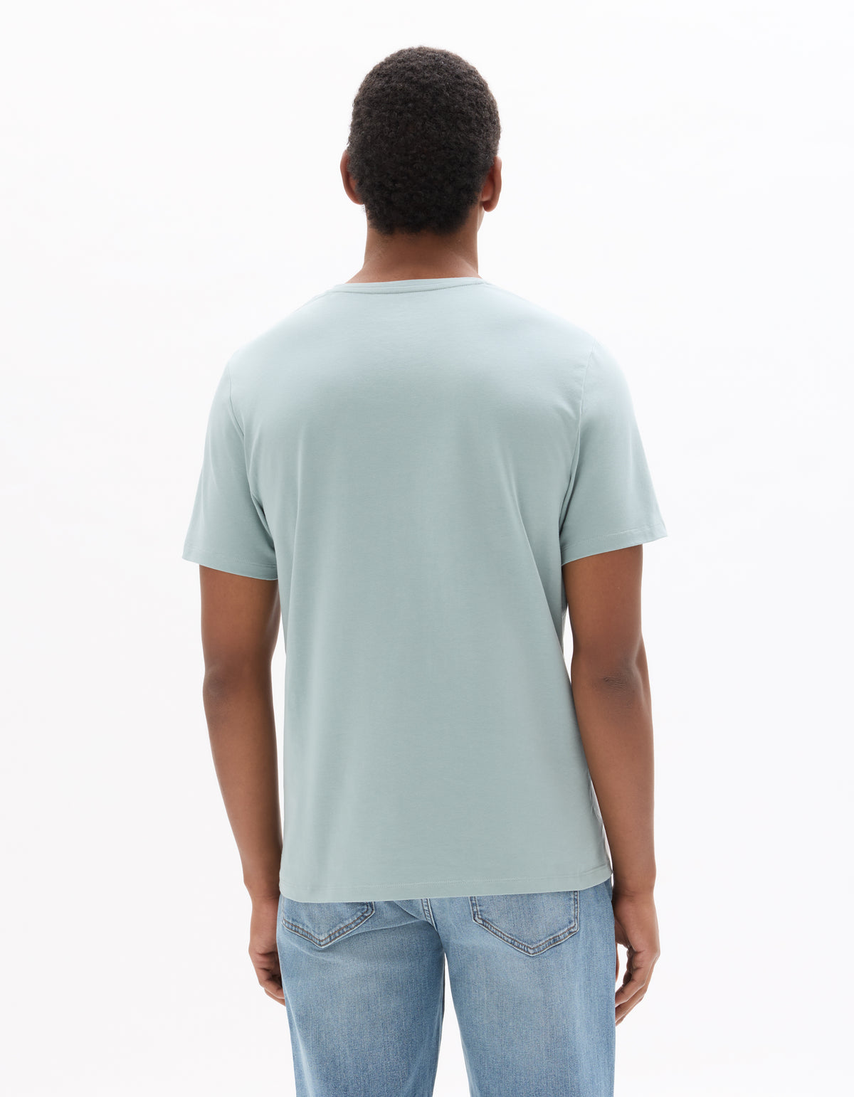 Slim Fit Cotton Blend V Neck T-Shirt - Blue