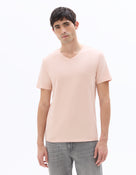 Slim Fit Cotton Blend V Neck T-Shirt - Pink