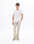 Slim Fit Cotton Blend V Neck T-Shirt - White