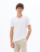 Slim Fit Cotton Blend V Neck T-Shirt - White