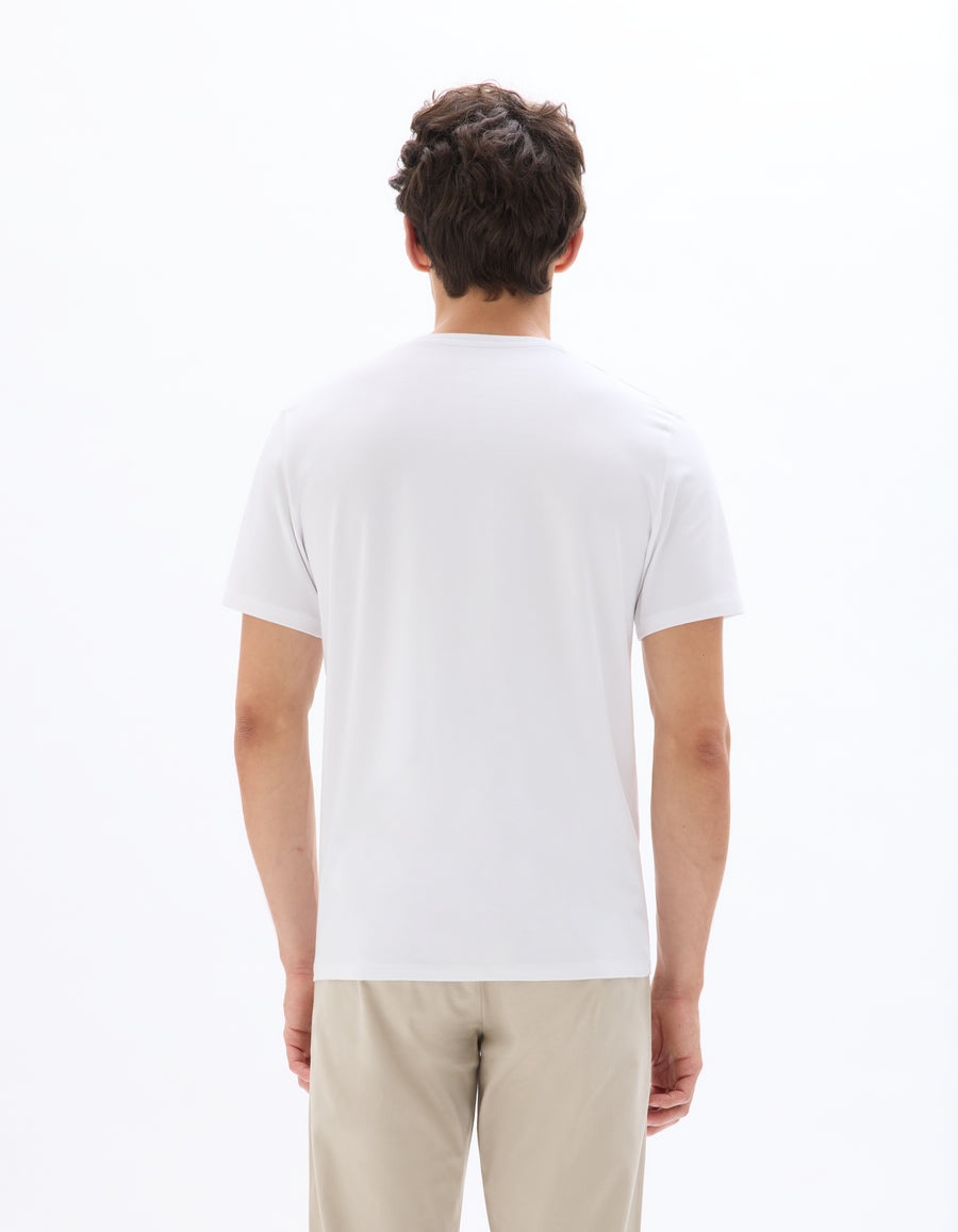 Slim Fit Cotton Blend V Neck T-Shirt - White
