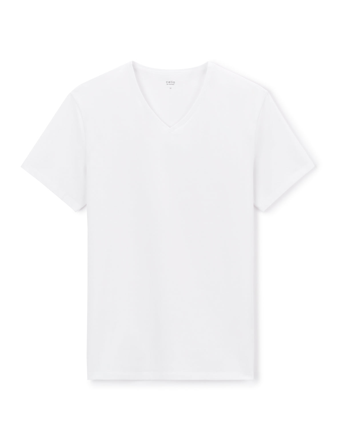 Slim Fit Cotton Blend V Neck T-Shirt - White