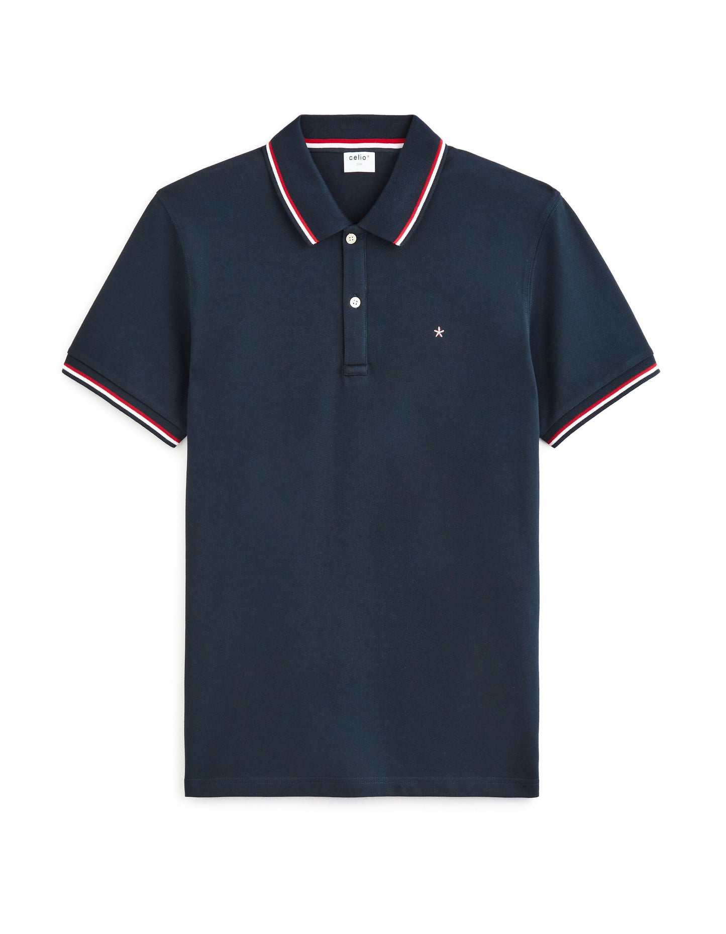 Slim Fit Stretch Cotton Polo Collar T-Shirt - Navy Blue