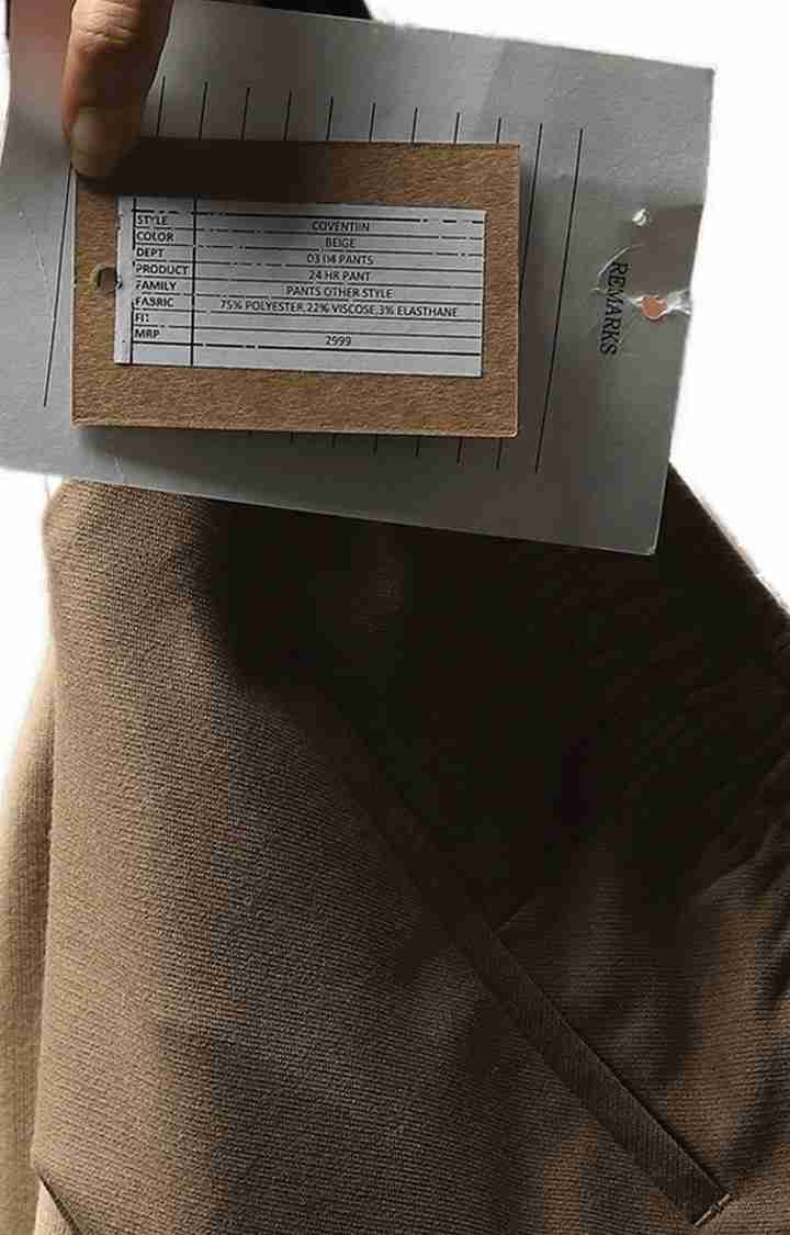 Celio* Cotton Regular Fit Beige Trouser