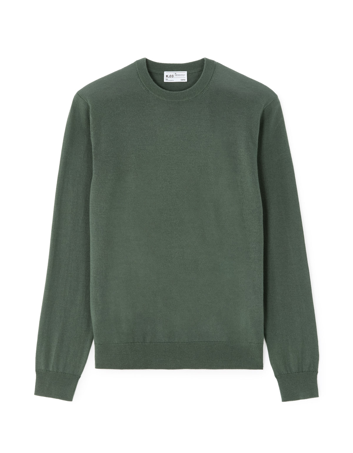 Regular Fit 100% Wool Solid Crew Neck Sweaters