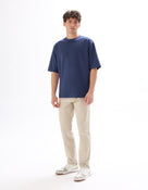 Slim Fit Stretch Cotton Trousers - Light Beige