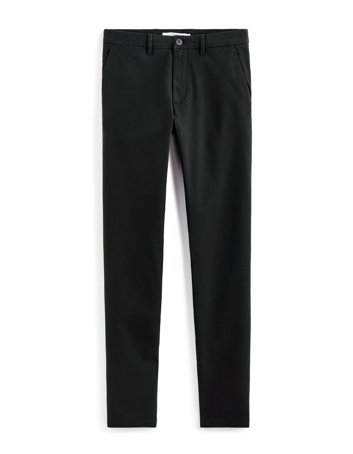 Slim Fit Stretch Cotton Trousers - Black