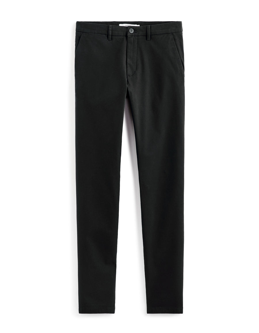 Slim Fit Stretch Cotton Trousers - Black