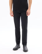 Slim Fit Stretch Cotton Trousers - Black