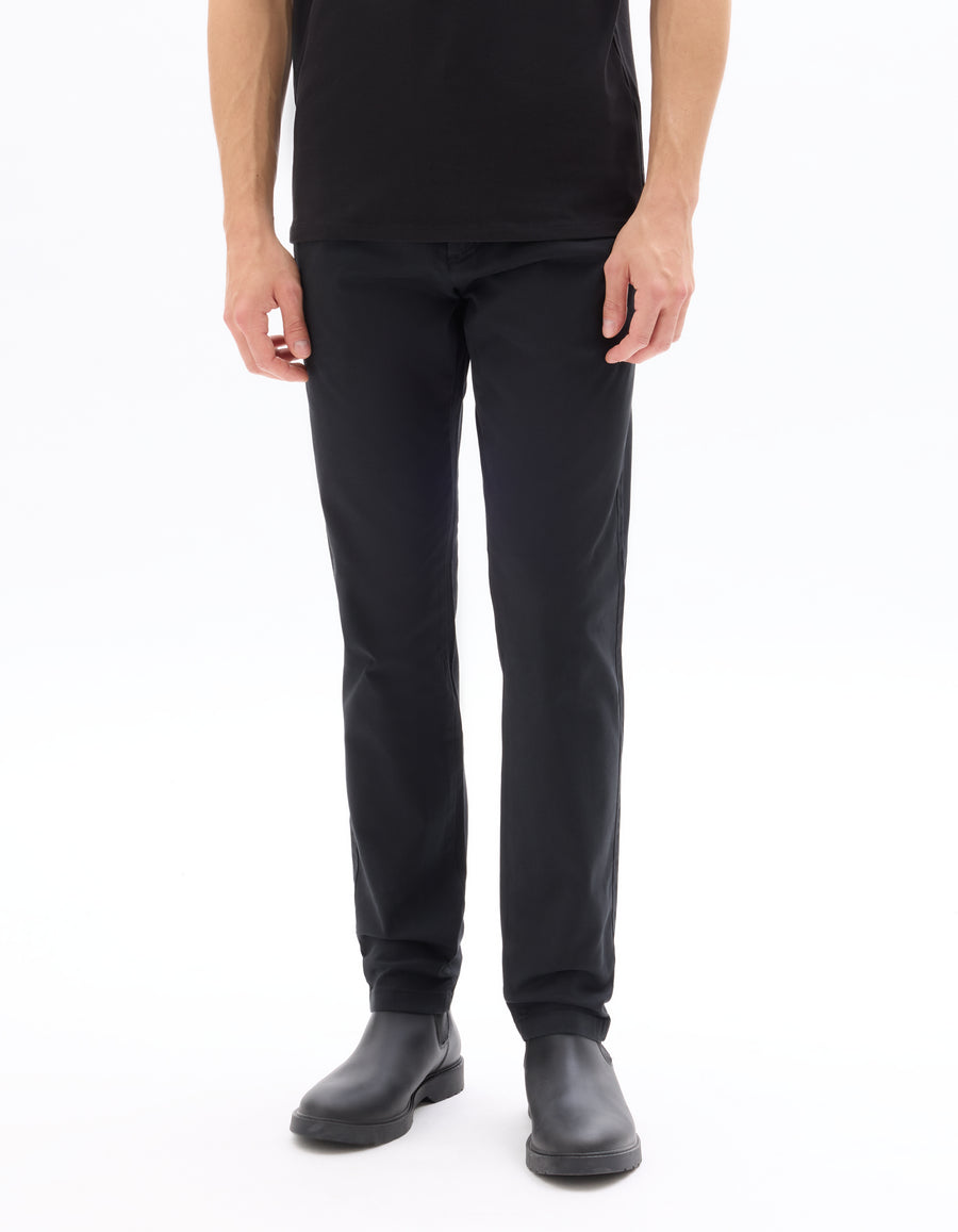 Slim Fit Stretch Cotton Trousers - Black