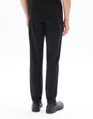 Slim Fit Stretch Cotton Trousers - Black