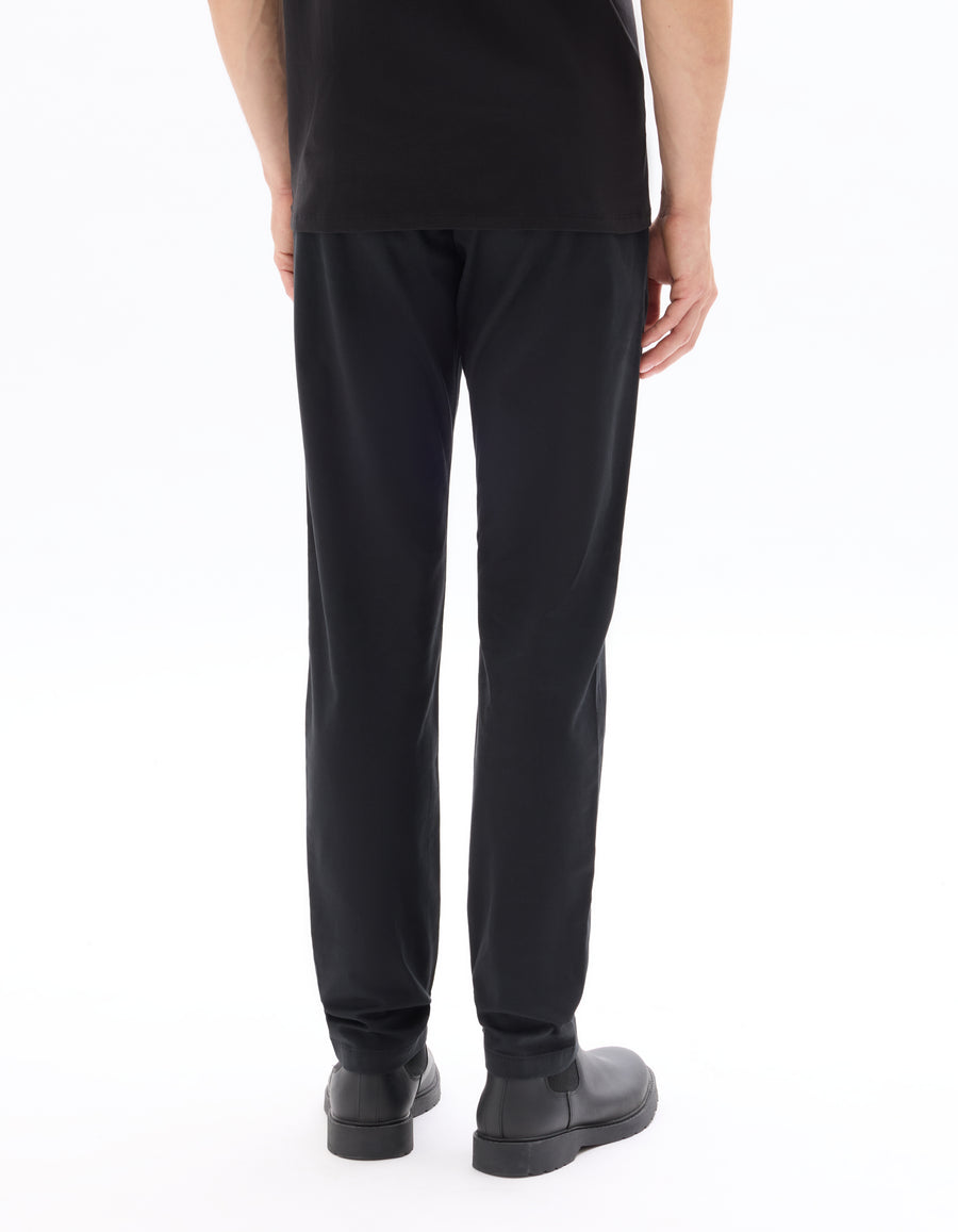 Slim Fit Stretch Cotton Trousers - Black