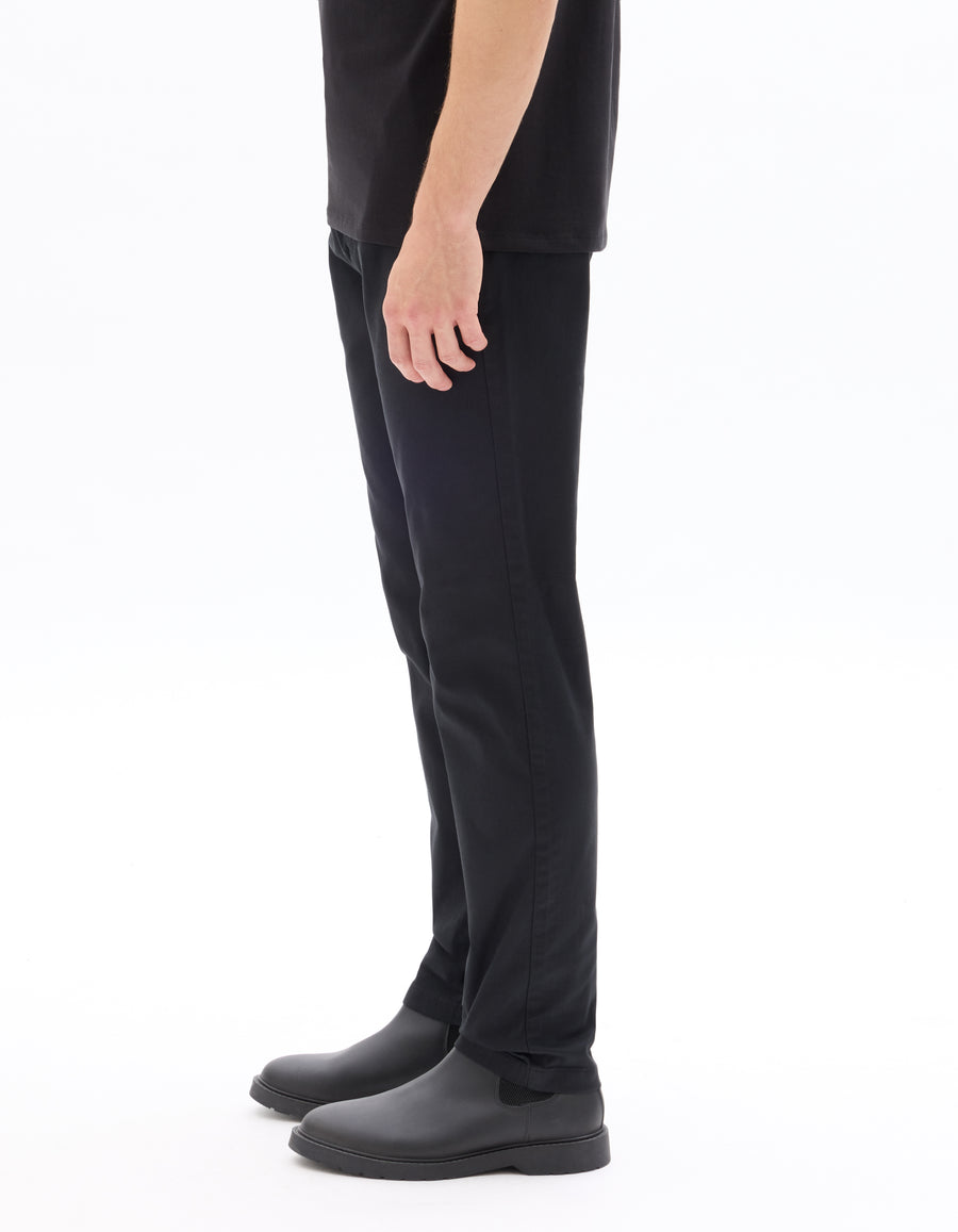 Slim Fit Stretch Cotton Trousers - Black