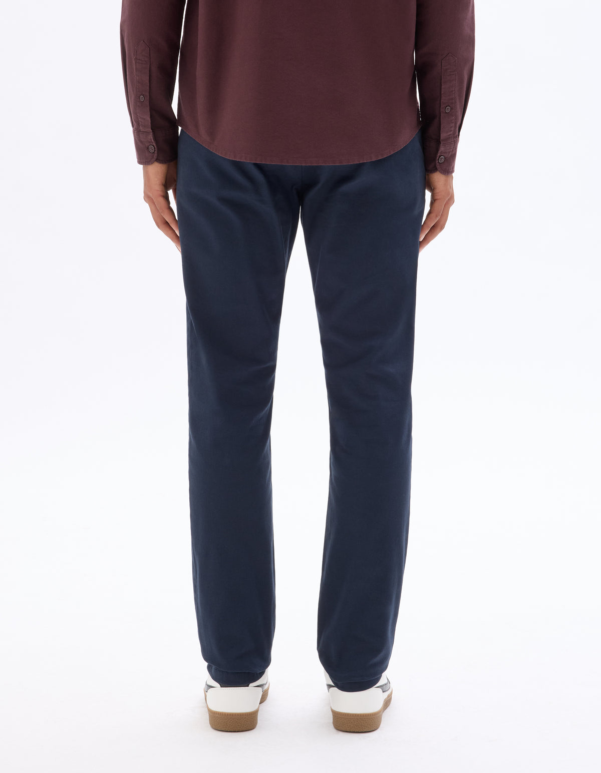 Slim Fit Stretch Cotton Trousers - Navy Blue