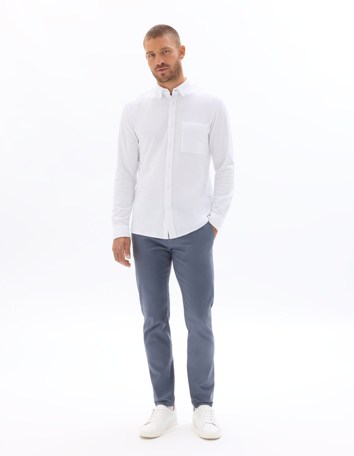 Slim Fit 100% Cotton Solid Formal Trouser - Grey