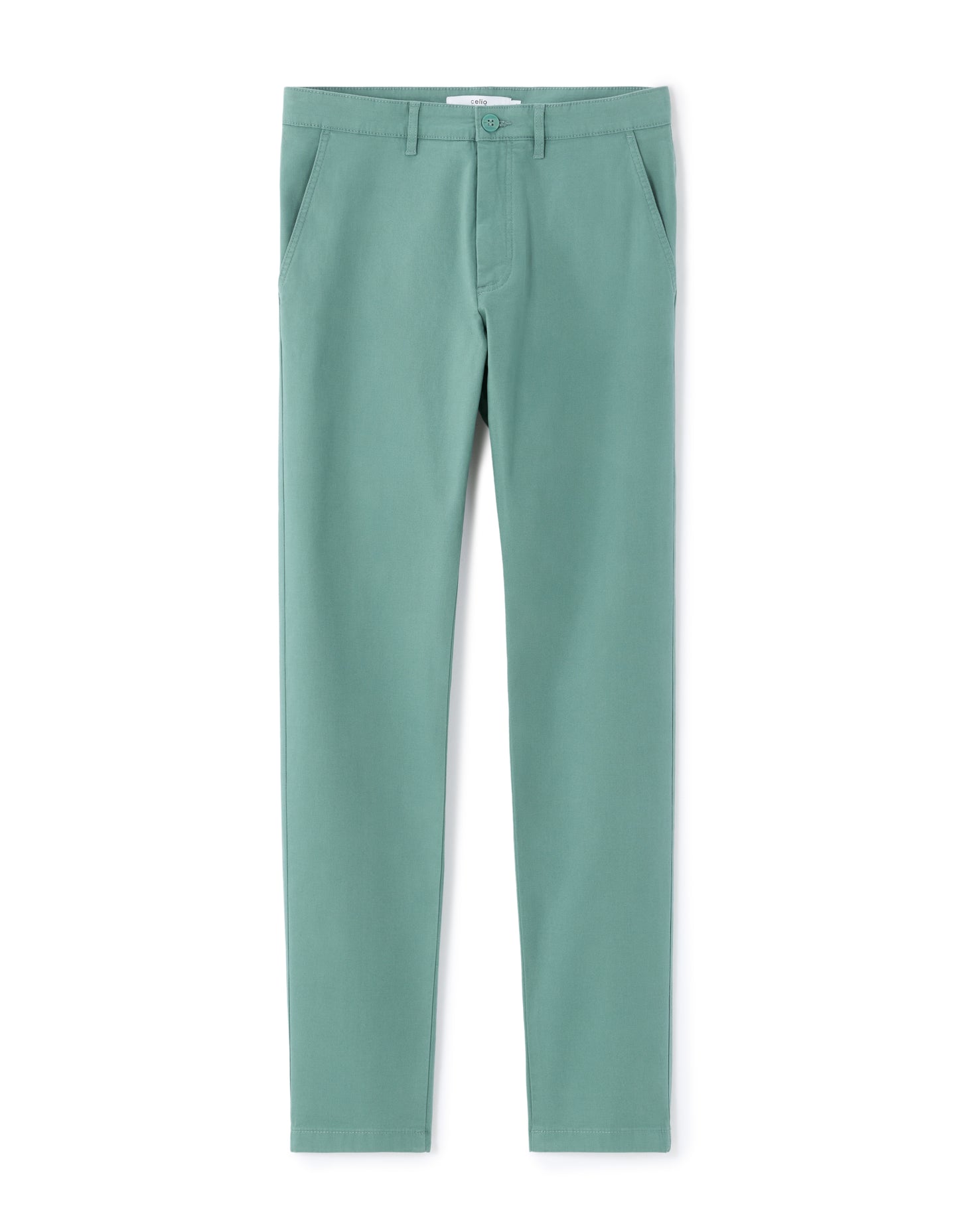 Slim Fit Stretch Cotton Trousers - Light Green