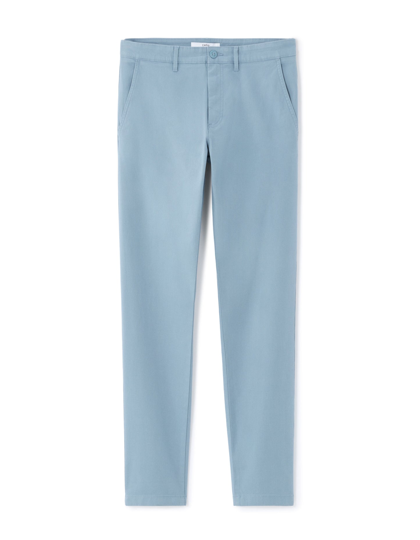 Slim Fit Stretch Cotton Trousers - Light Blue
