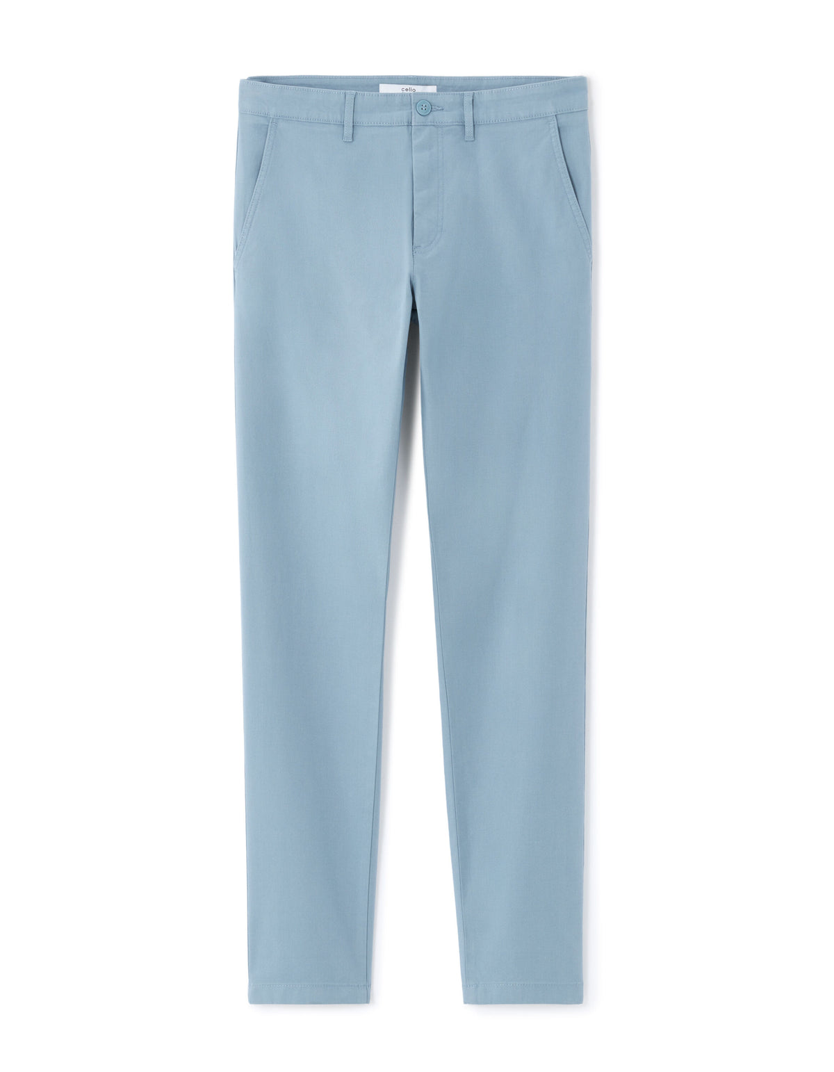 Slim Fit Stretch Cotton Trousers - Light Blue