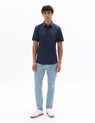 Slim Fit Stretch Cotton Trousers - Light Blue