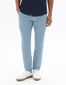 Slim Fit Stretch Cotton Trousers - Light Blue