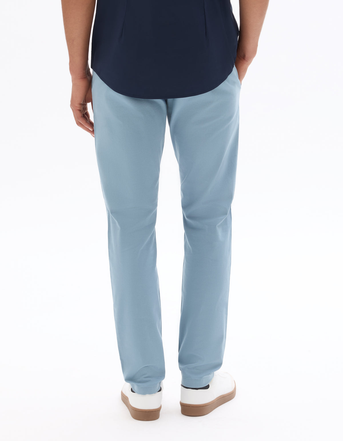 Slim Fit Stretch Cotton Trousers - Light Blue