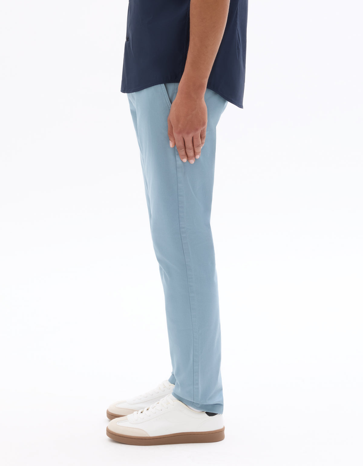Slim Fit Stretch Cotton Trousers - Light Blue