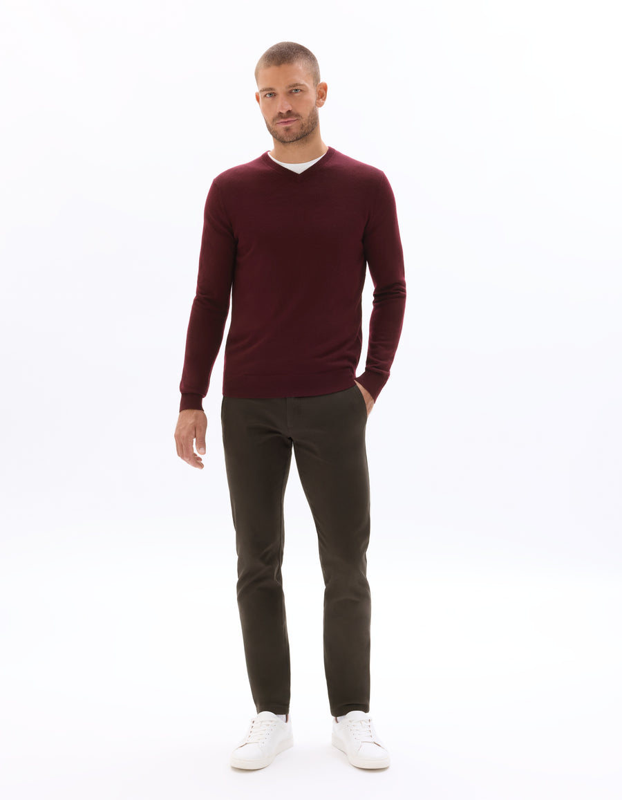 Slim Fit 100% Cotton Solid Formal Trouser - Brown