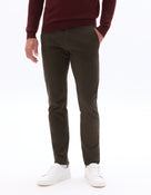 Slim Fit 100% Cotton Solid Formal Trouser - Brown