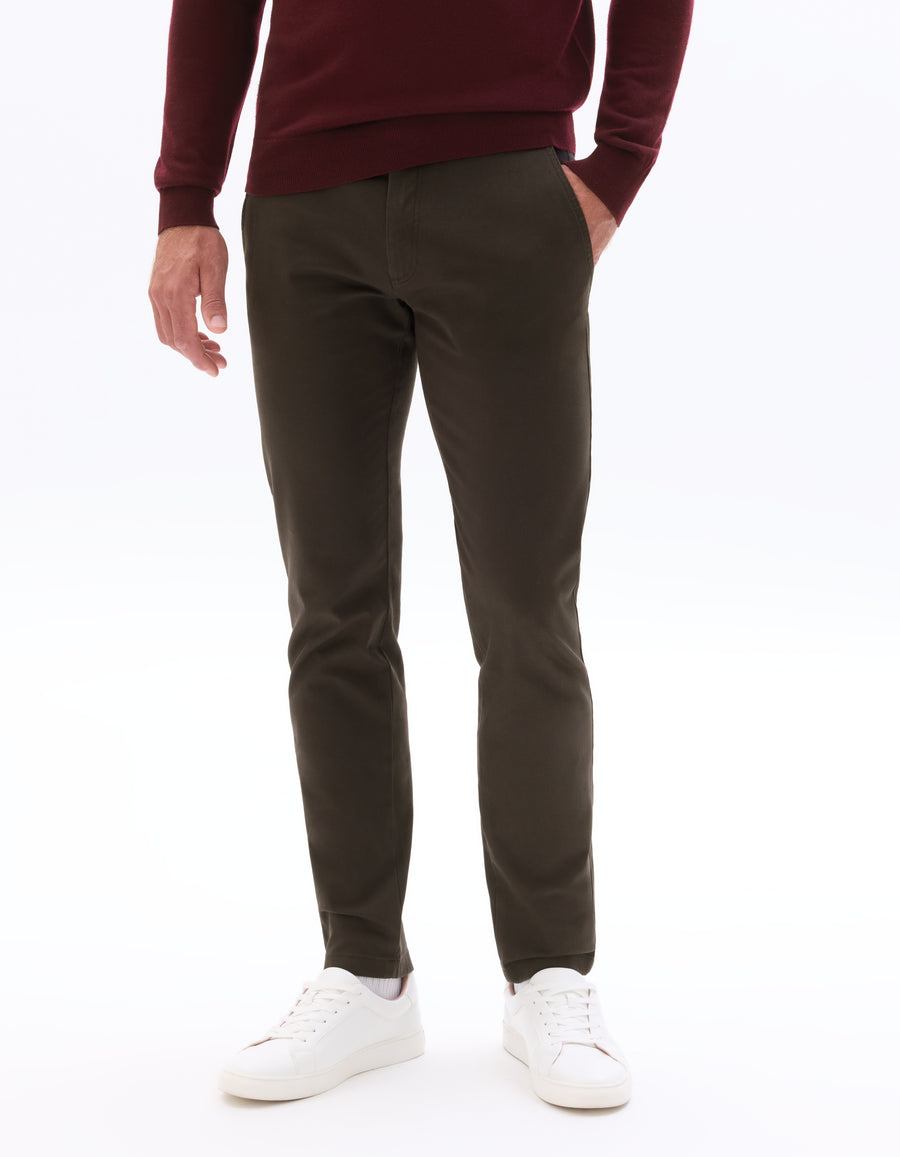 Slim Fit 100% Cotton Solid Formal Trouser - Brown