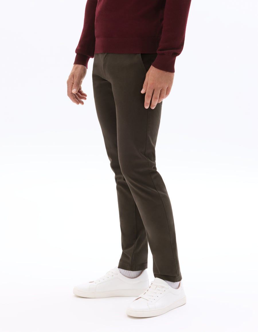 Slim Fit 100% Cotton Solid Formal Trouser - Brown