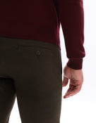 Slim Fit 100% Cotton Solid Formal Trouser - Brown