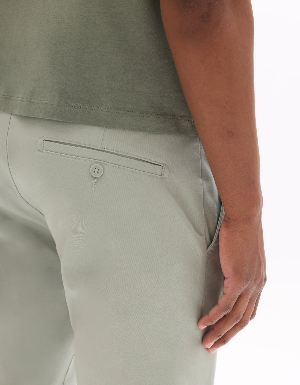 Slim Fit Stretch Cotton Casual Trousers - Light Green