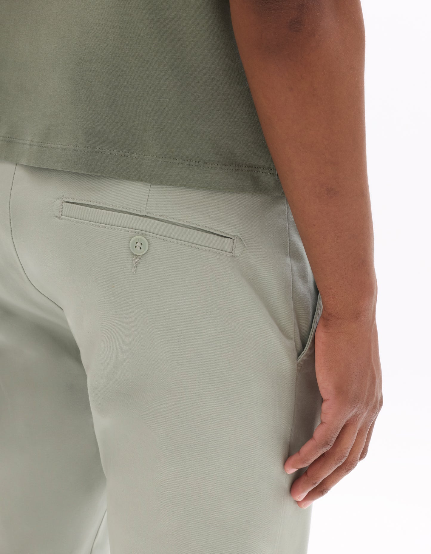 Slim Fit Stretch Cotton Trousers - Light Green