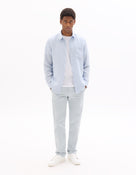 Slim Fit Stretch Cotton Casual Trousers - Light Blue