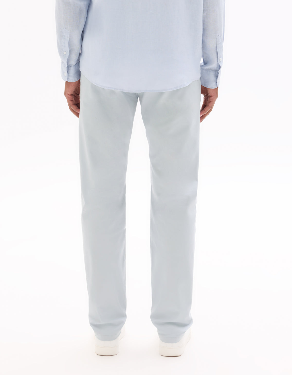 Slim Fit Stretch Cotton Casual Trousers - Light Blue